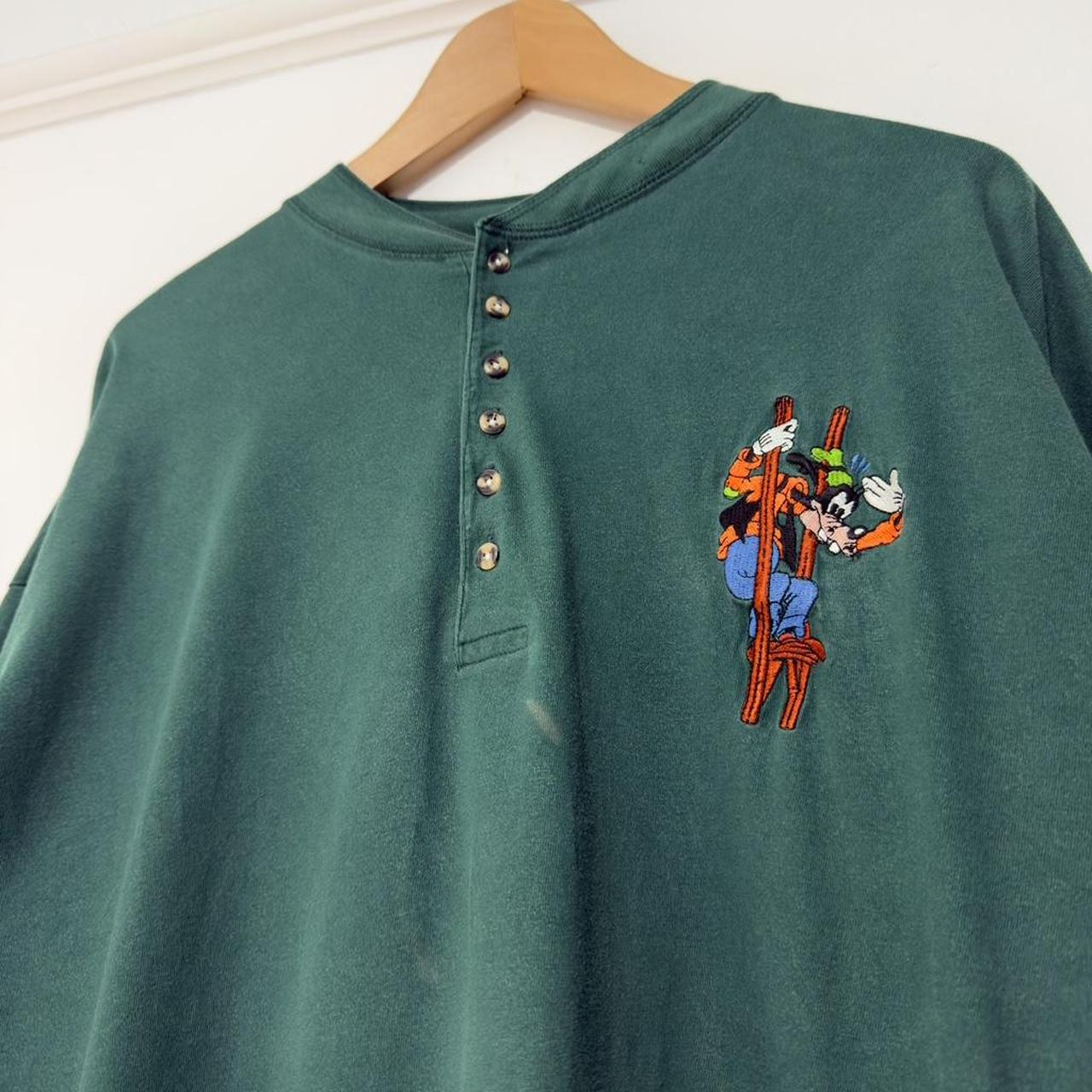 Vintage Goofy Embroidered Henley 90s Long Sleeve (XXL)