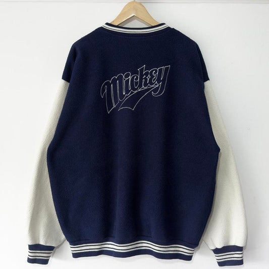 Vintage Mickey Mouse Embroidered 90s Fleece Varsity Jacket (L)