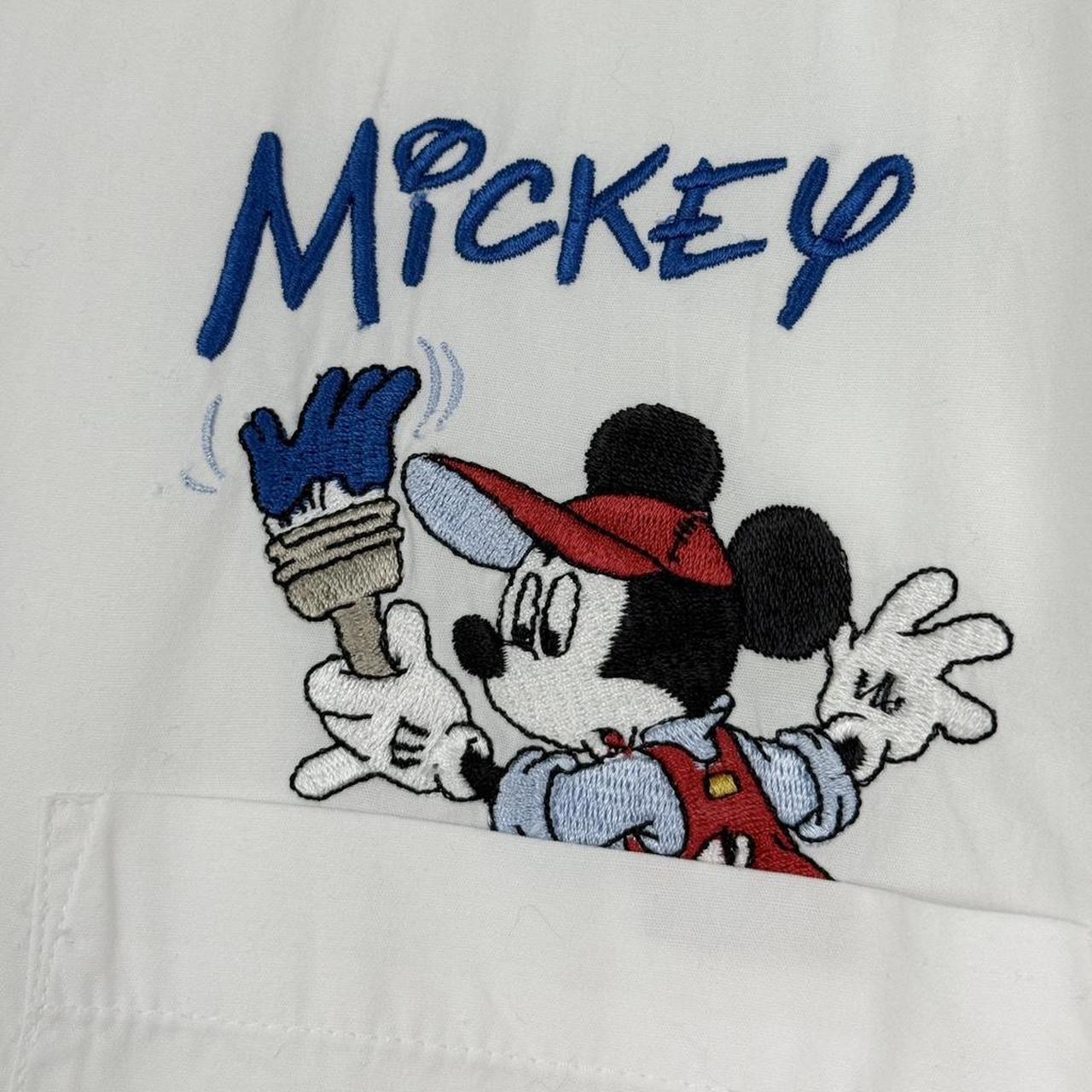 Vintage Painting Mickey Embroidered Mickey Unlimited 90s Short Sleeve Shirt (M)