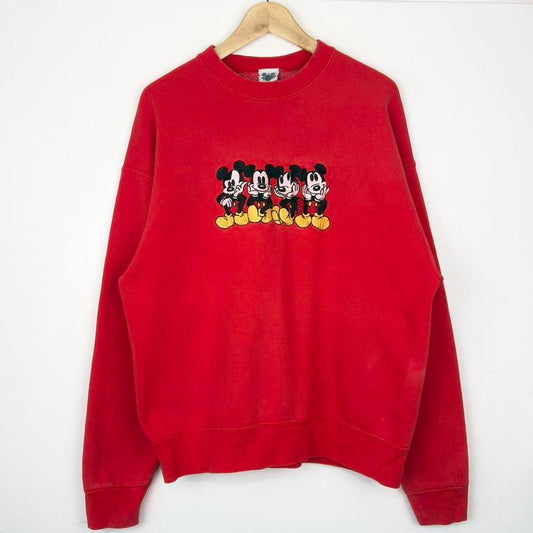 Vintage Mickey Mouse Sitting Embroidered 90s Sweatshirt (L/XL)