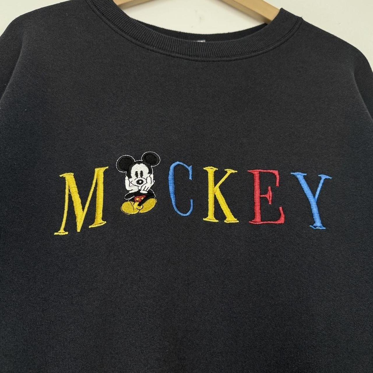 Vintage Mickey Embroidered Spell Out 90s Sweatshirt (M)