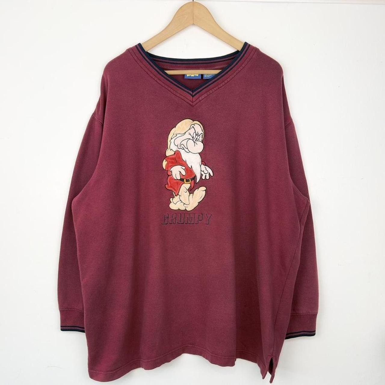 Vintage Grumpy Embroidered Disney V Neck Sweatshirt (XL/XXL)