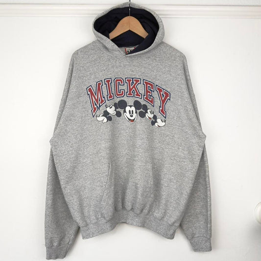 Vintage Mickey Mouse Spell Out 90s Hoodie (XL)