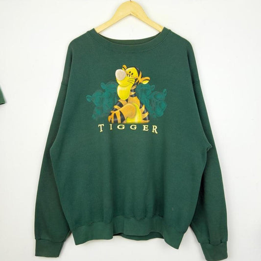 Vintage 00s Tigger Disney Store Green Sweatshirt (XL)
