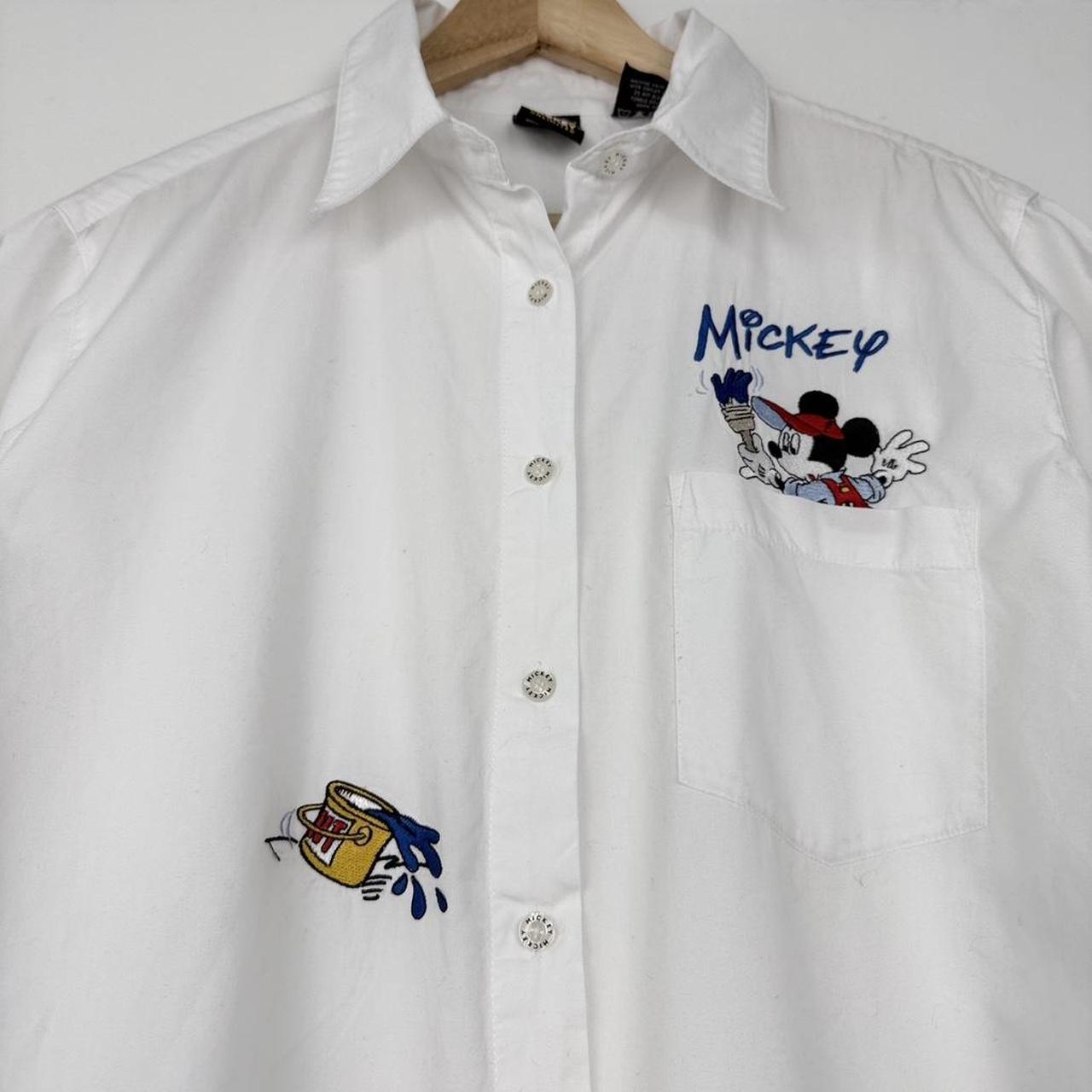 Vintage Painting Mickey Embroidered Mickey Unlimited 90s Short Sleeve Shirt (M)