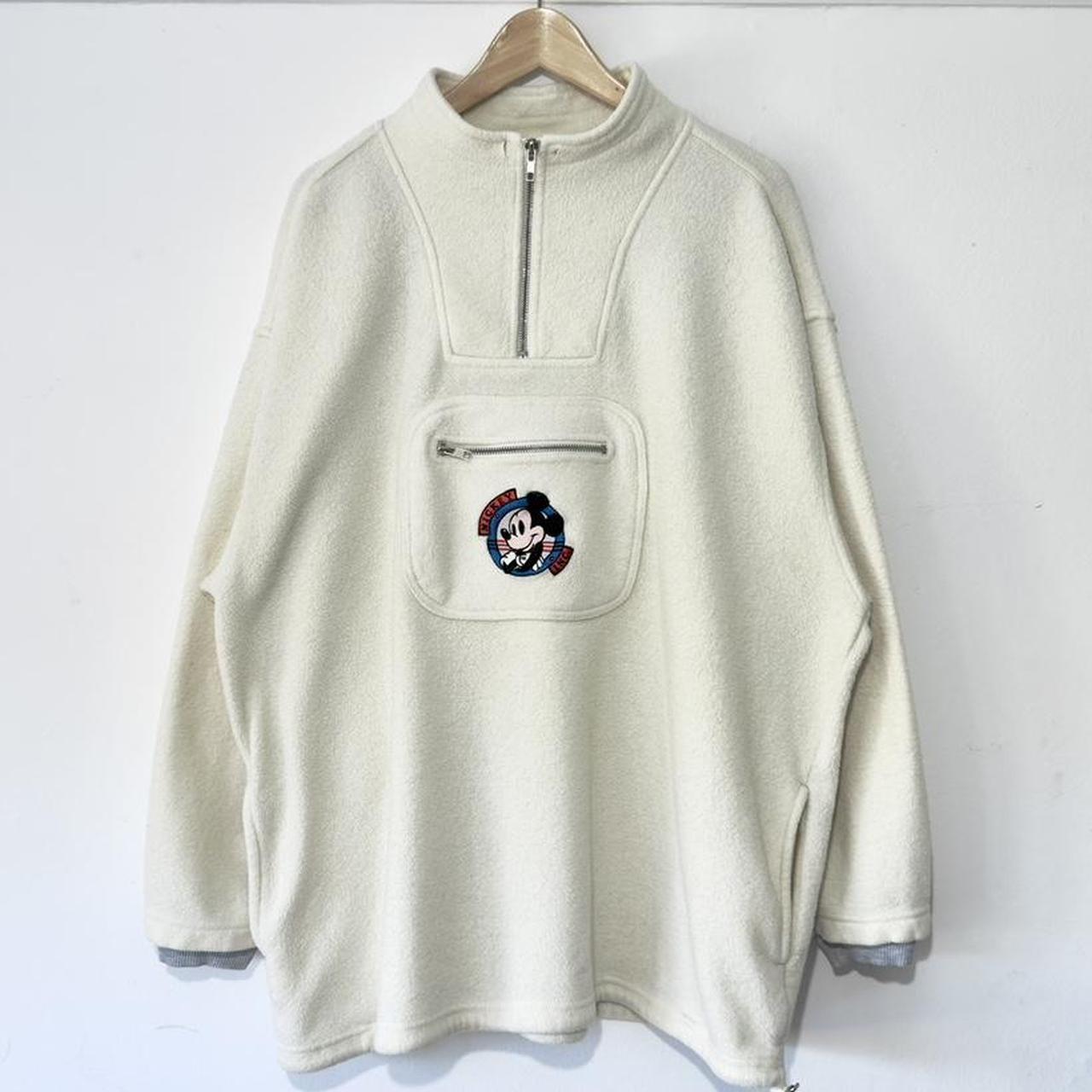 Vintage Mickey Mouse Cream Fleece 90s Quarter Zip  (XL)