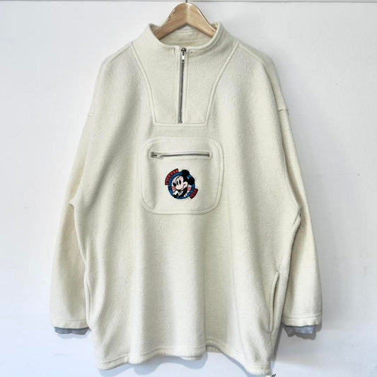 Vintage Mickey Mouse Cream Fleece 90s Quarter Zip  (XL)