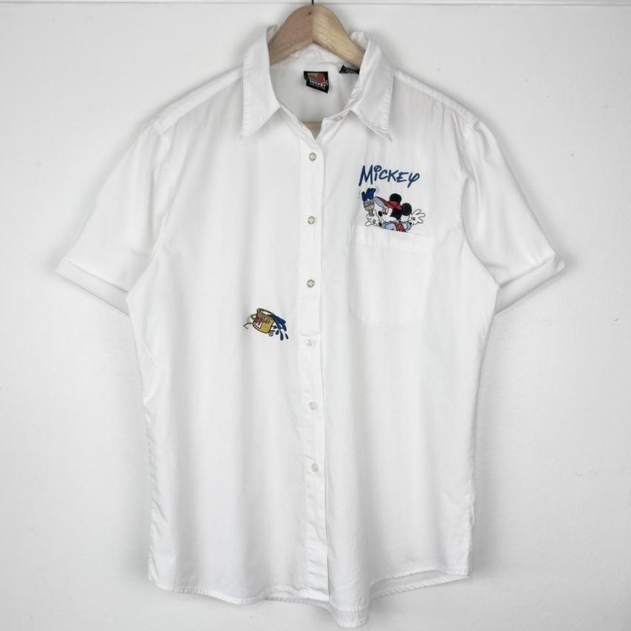 Vintage Painting Mickey Embroidered Mickey Unlimited 90s Short Sleeve Shirt (M)