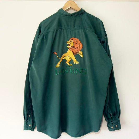 Vintage The Lion King Embroidered Disney 90s Button Shirt (XXL)
