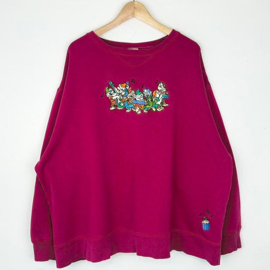 Vintage Seven Dwarfs Musical Band Embroidered Disney 00s Sweatshirt (XXL)