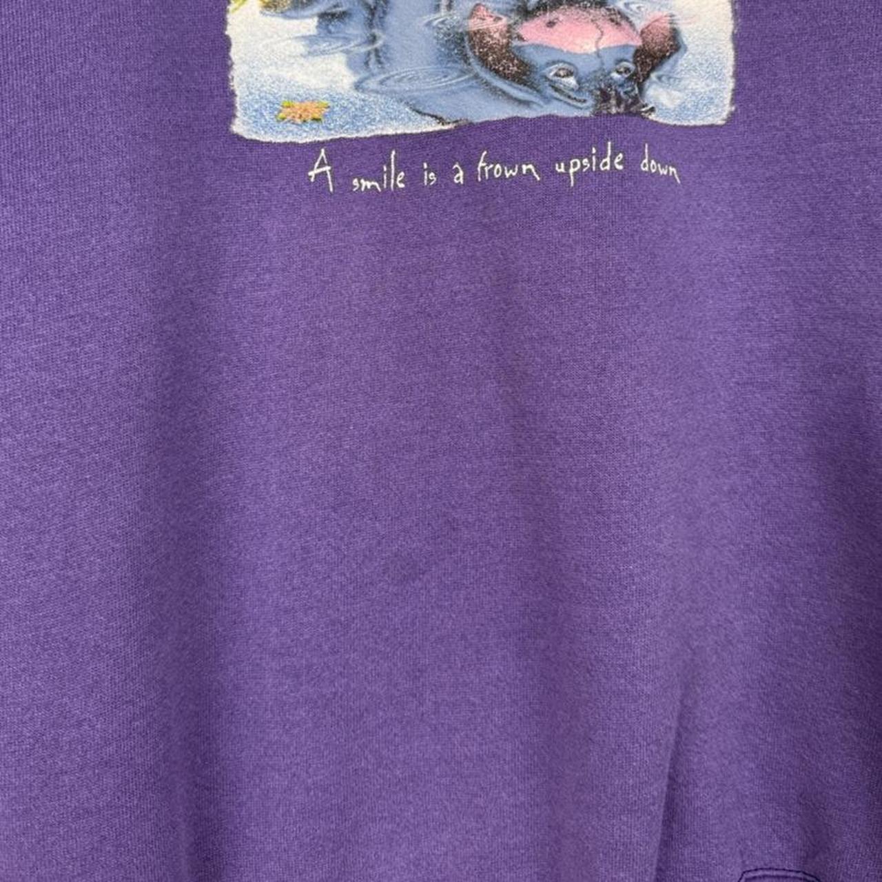 Vintage 00s Eeyore Smile Frown Upside Down Disney Purple Sweatshirt (M)