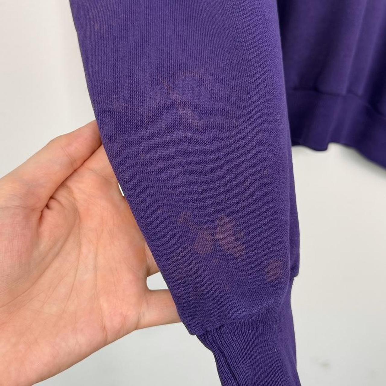 Vintage 90s Mickey Mouse Embroidered Distressed Purple Sweatshirt (L)