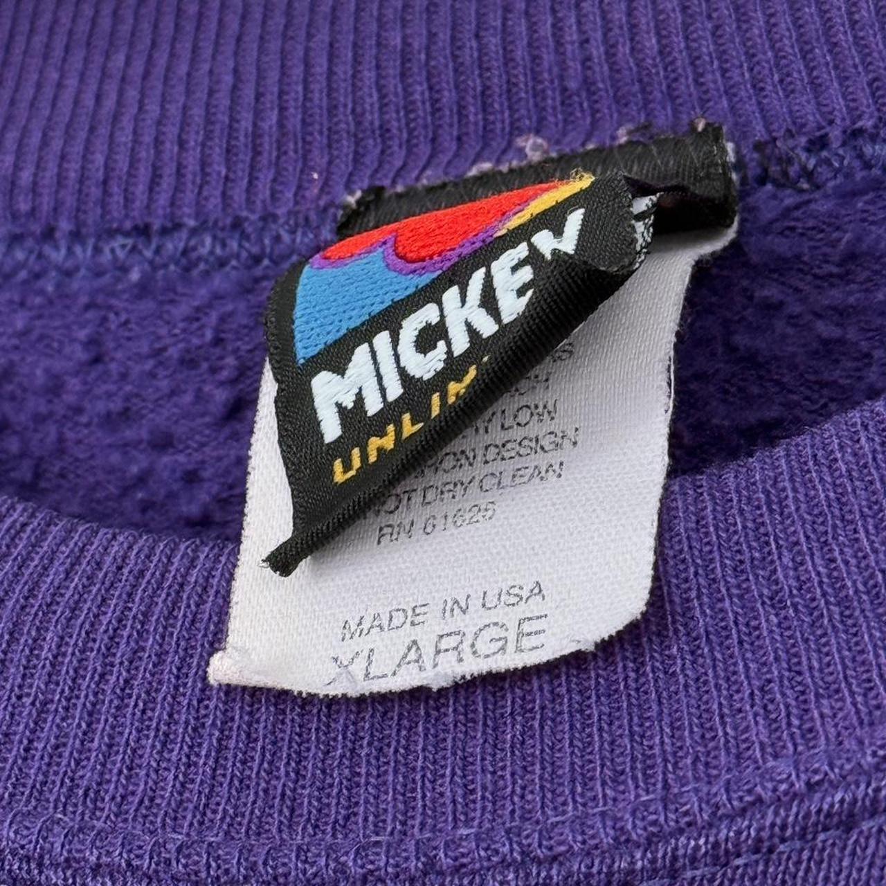 Vintage 90s Mickey Mouse Embroidered Distressed Purple Sweatshirt (L)