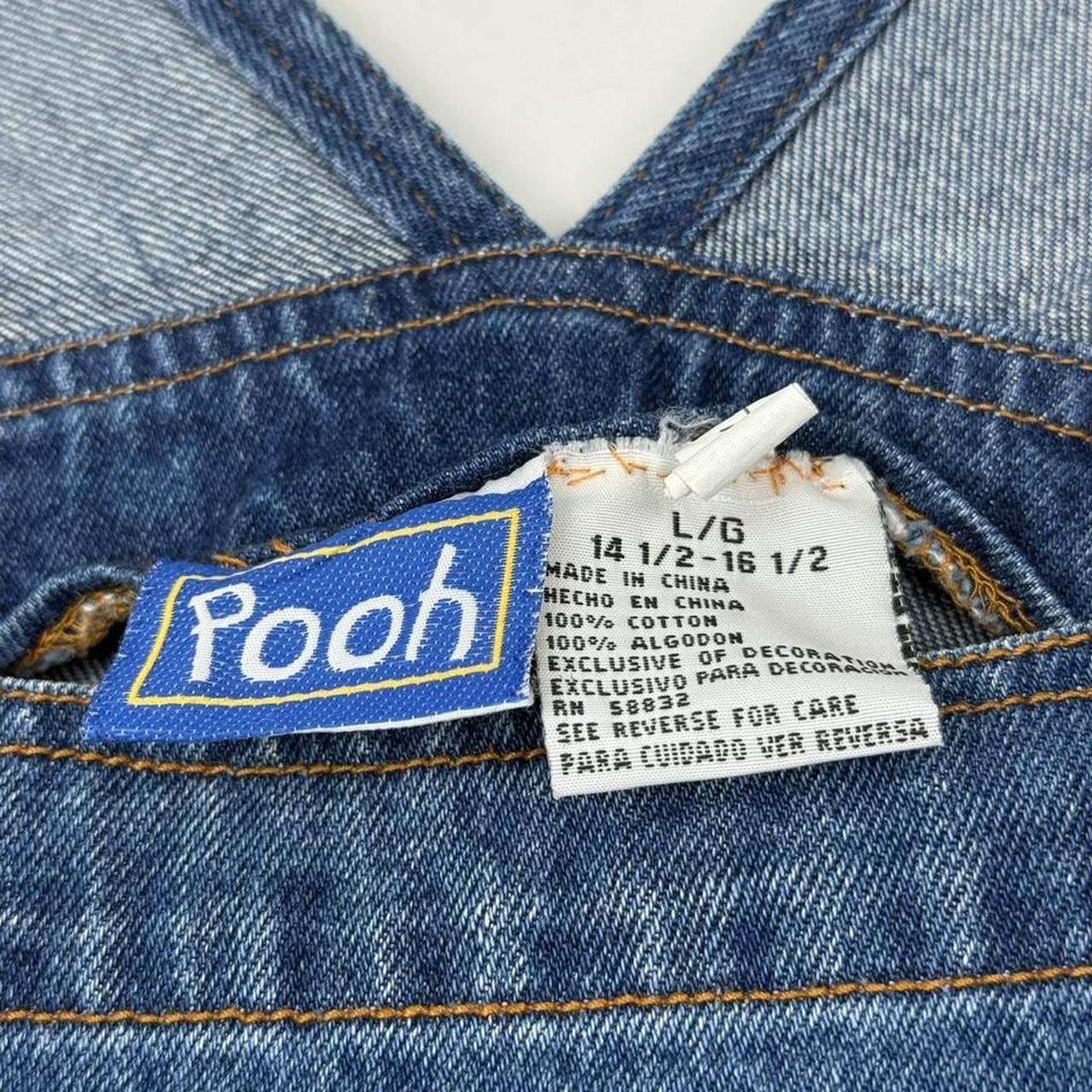 Vintage 90s Pooh & Friends World Travellers Embroidered Blue Denim Dungarees (L)