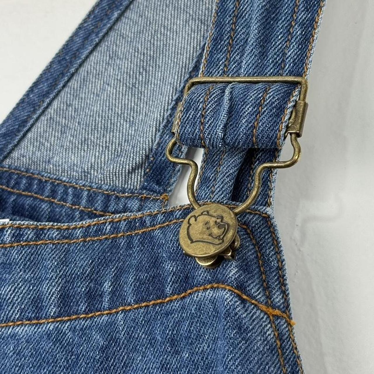 Vintage 90s Pooh & Friends World Travellers Embroidered Blue Denim Dungarees (L)
