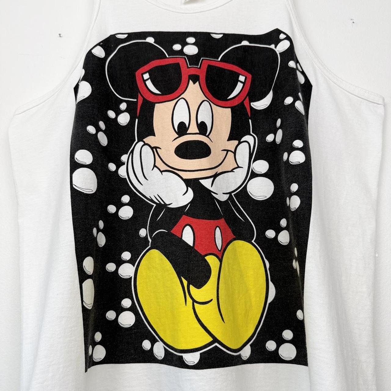 Vintage 90s Mickey Mouse Sunglasses White Tank Top Vest (XL)