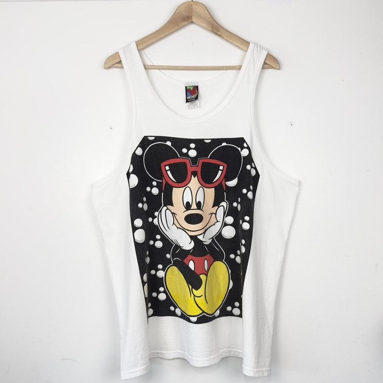 Vintage 90s Mickey Mouse Sunglasses White Tank Top Vest (XL)