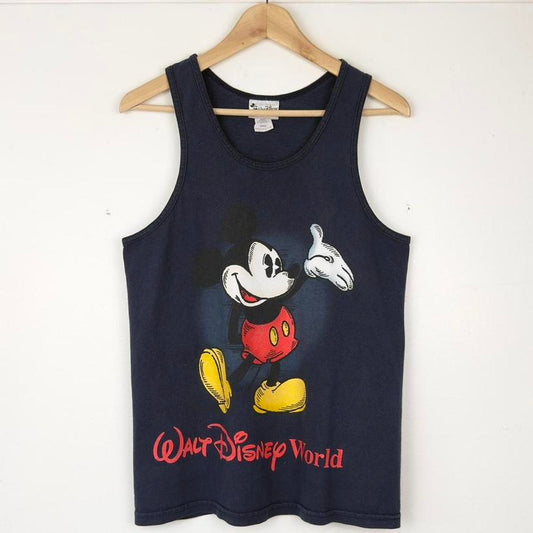 Vintage 00s Walt Disney World Mickey Mouse Navy Blue Vest Tank Top (S)