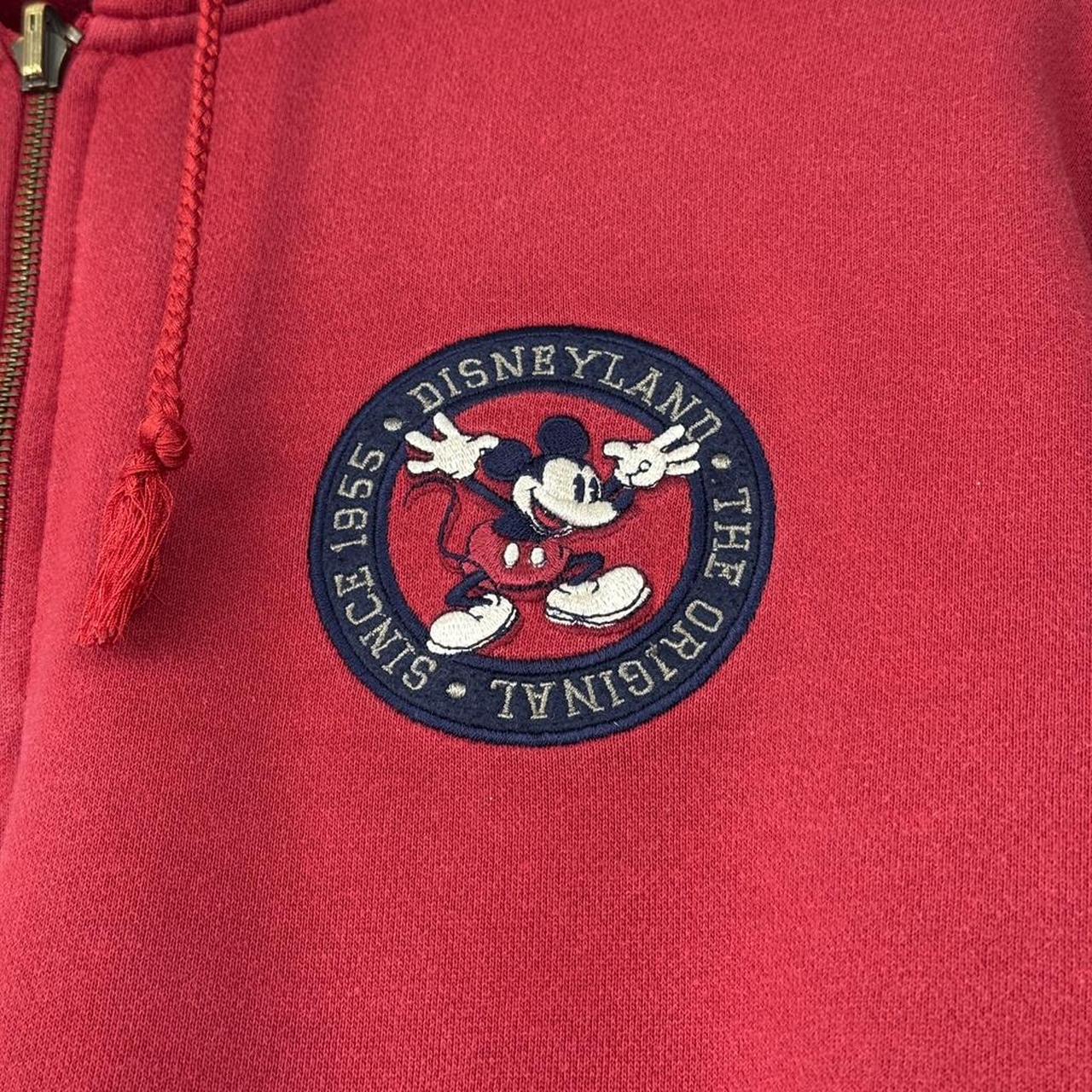 Disneyland Mickey Mouse Embroidered Red 00s Quarter Zip Hoodie (M)