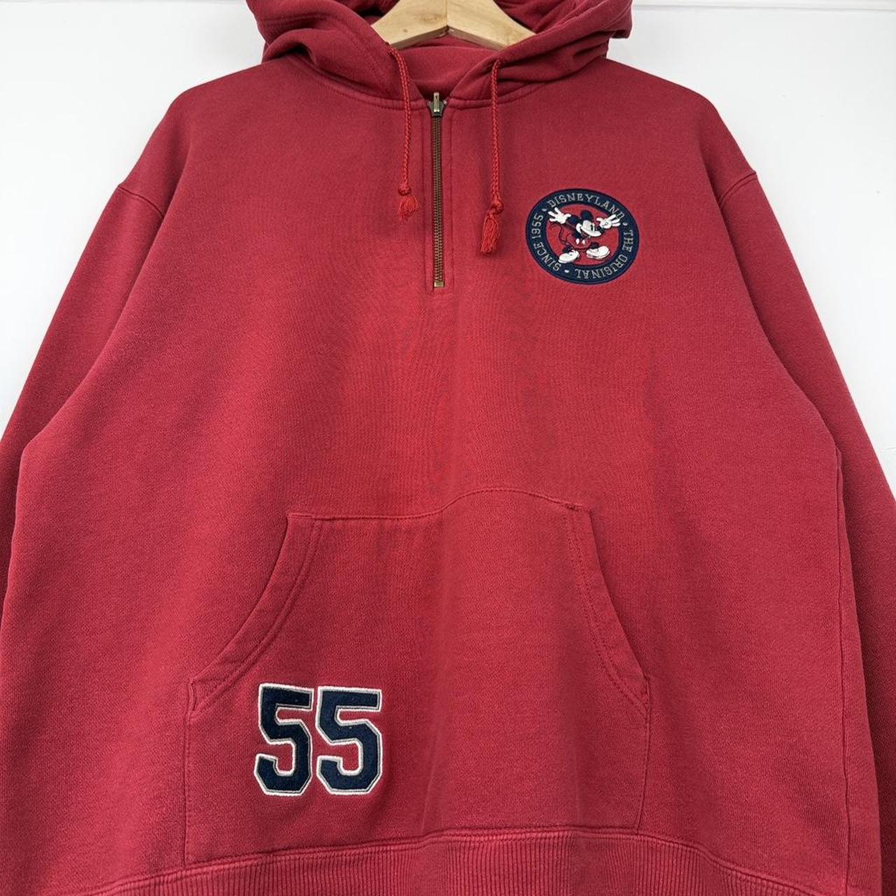 Disneyland Mickey Mouse Embroidered Red 00s Quarter Zip Hoodie (M)