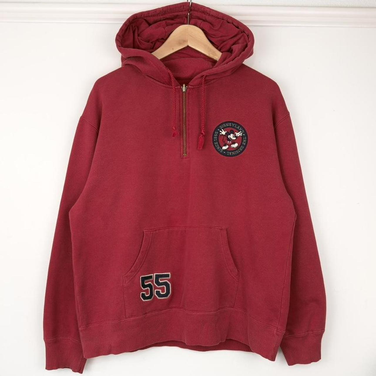 Disneyland Mickey Mouse Embroidered Red 00s Quarter Zip Hoodie (M)
