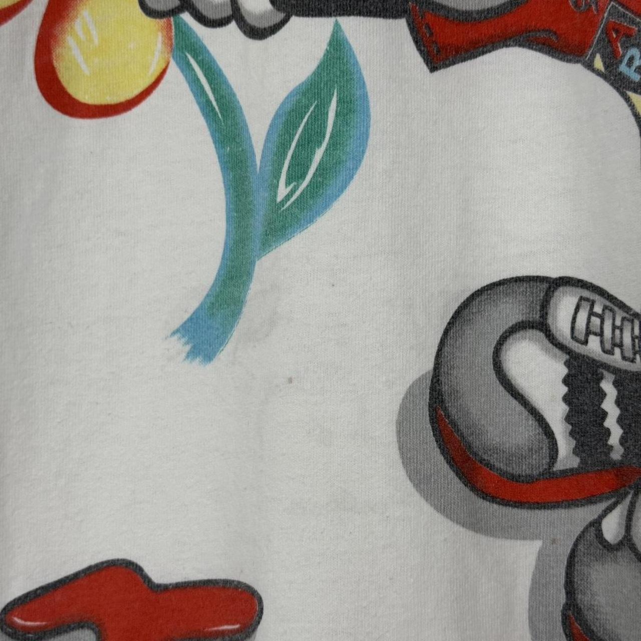 Vintage 90s Mickey Mouse Painting Flowers White T Shirt (L/XL)
