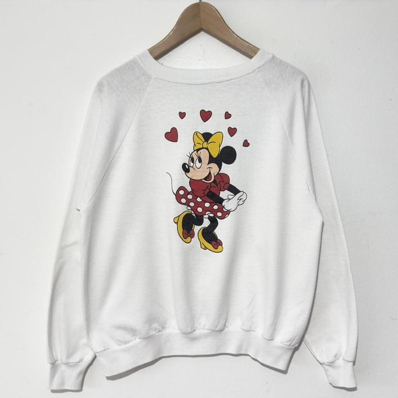 Vintage Minnie Mouse Hearts 80s Sweatshirt (Petite M)