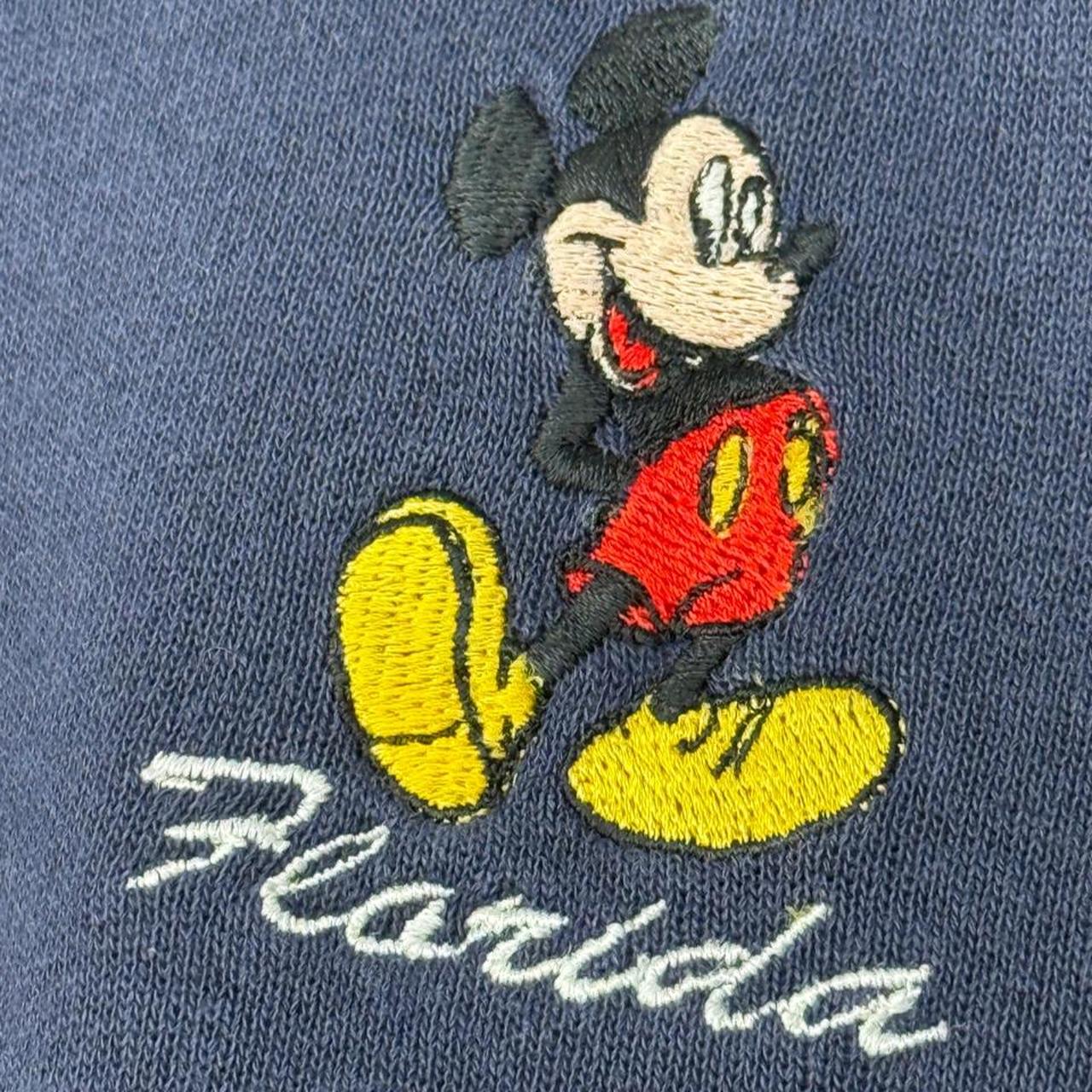 Vintage 90s Mickey Mouse Florida Embroidered Navy Blue Sweatshirt (L)