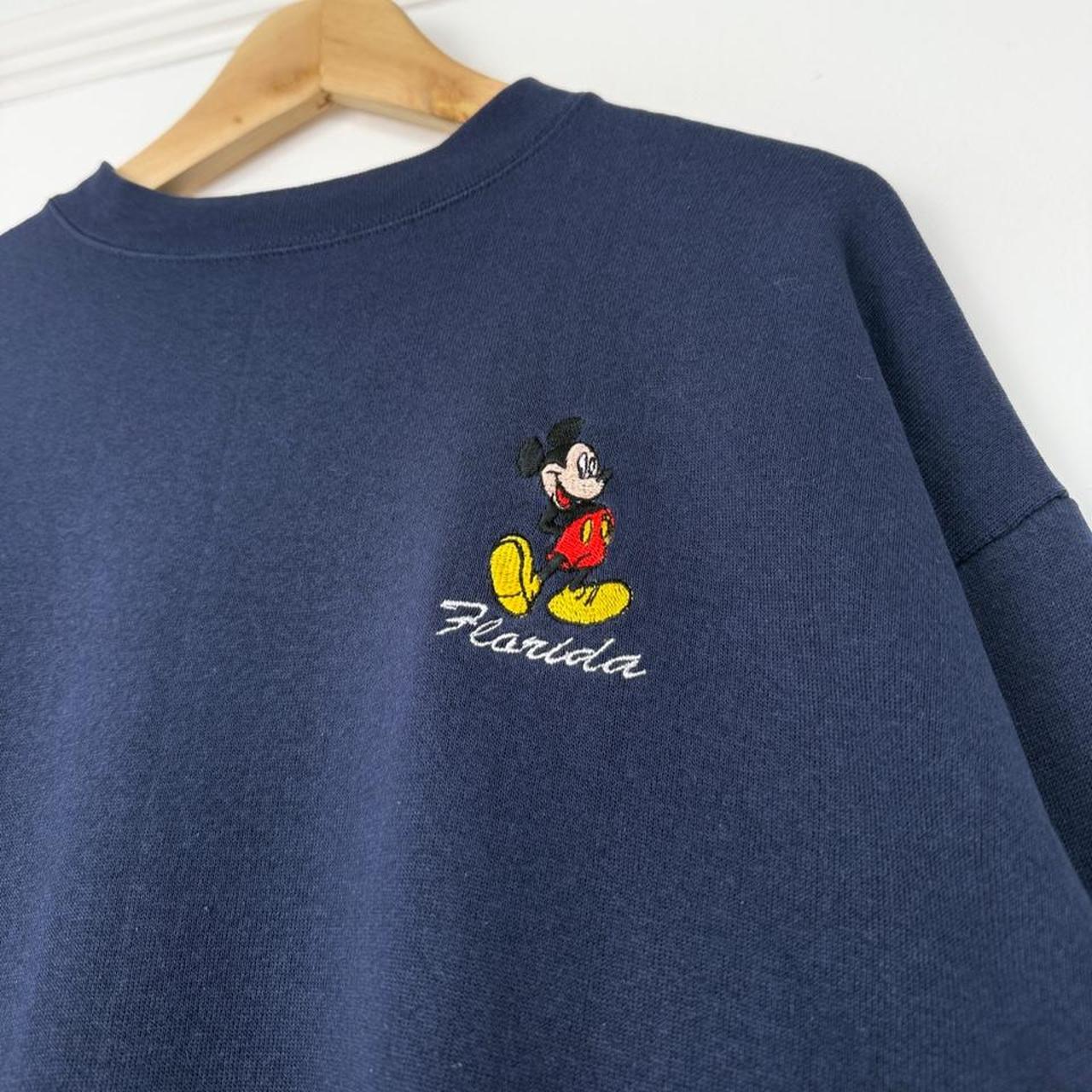 Vintage 90s Mickey Mouse Florida Embroidered Navy Blue Sweatshirt (L)