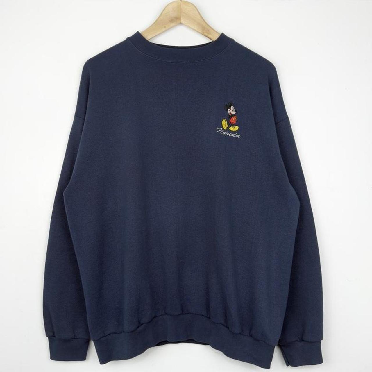 Vintage 90s Mickey Mouse Florida Embroidered Navy Blue Sweatshirt (L)