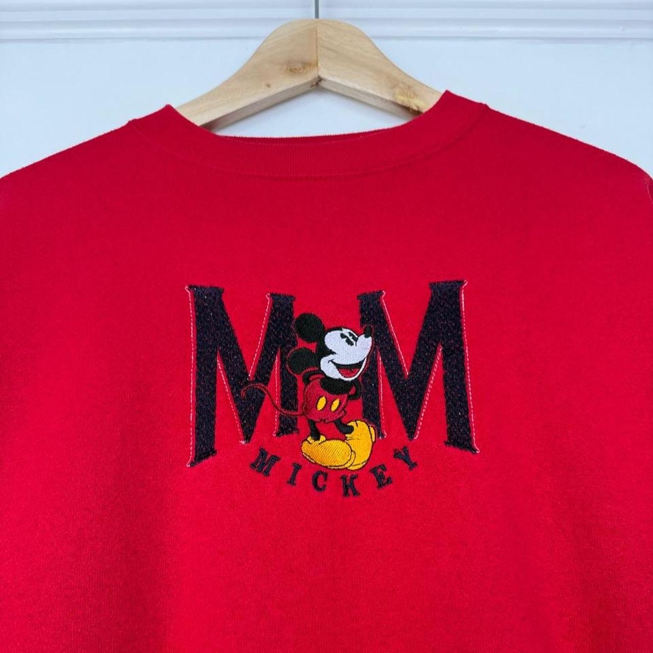 Vintage 90s Mickey Mouse Embroidered Red Sweatshirt (L/XL)