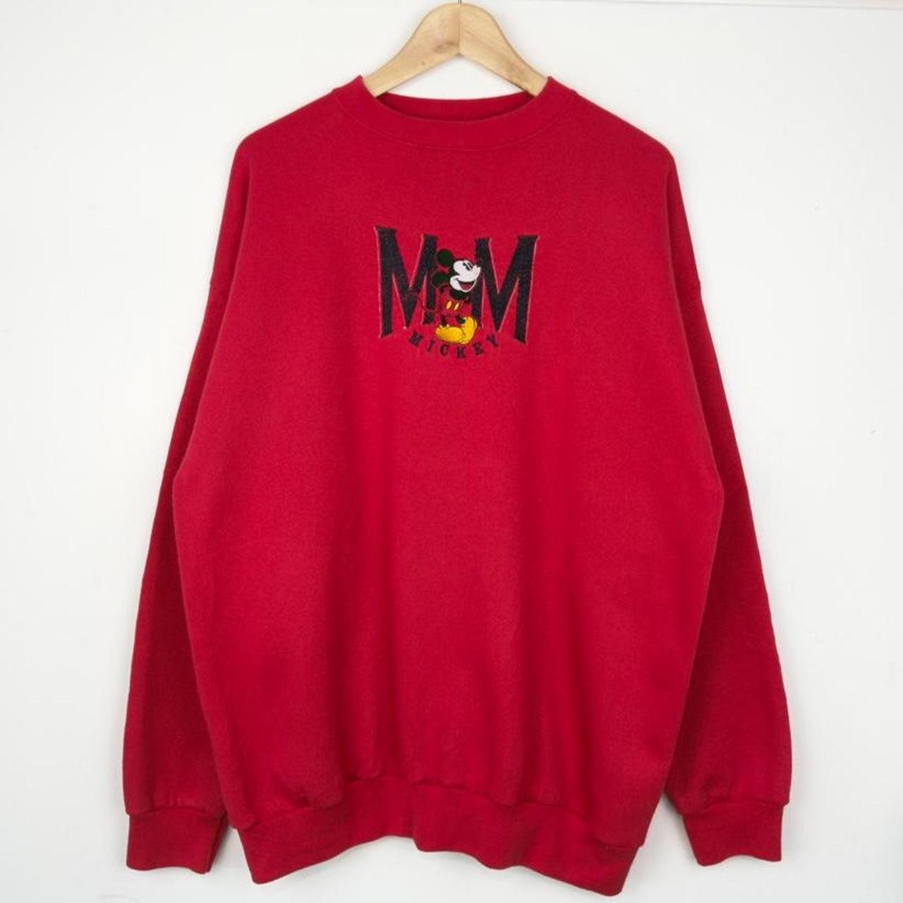 Vintage 90s Mickey Mouse Embroidered Red Sweatshirt (L/XL)