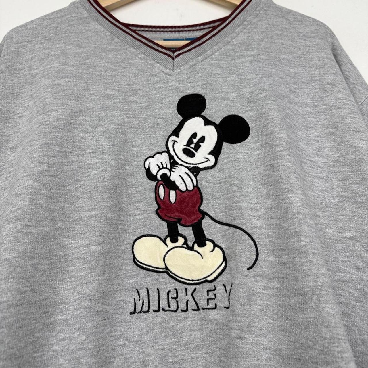 Disney Mickey Mouse Embroidered 2000s V Neck Sweatshirt (XL)
