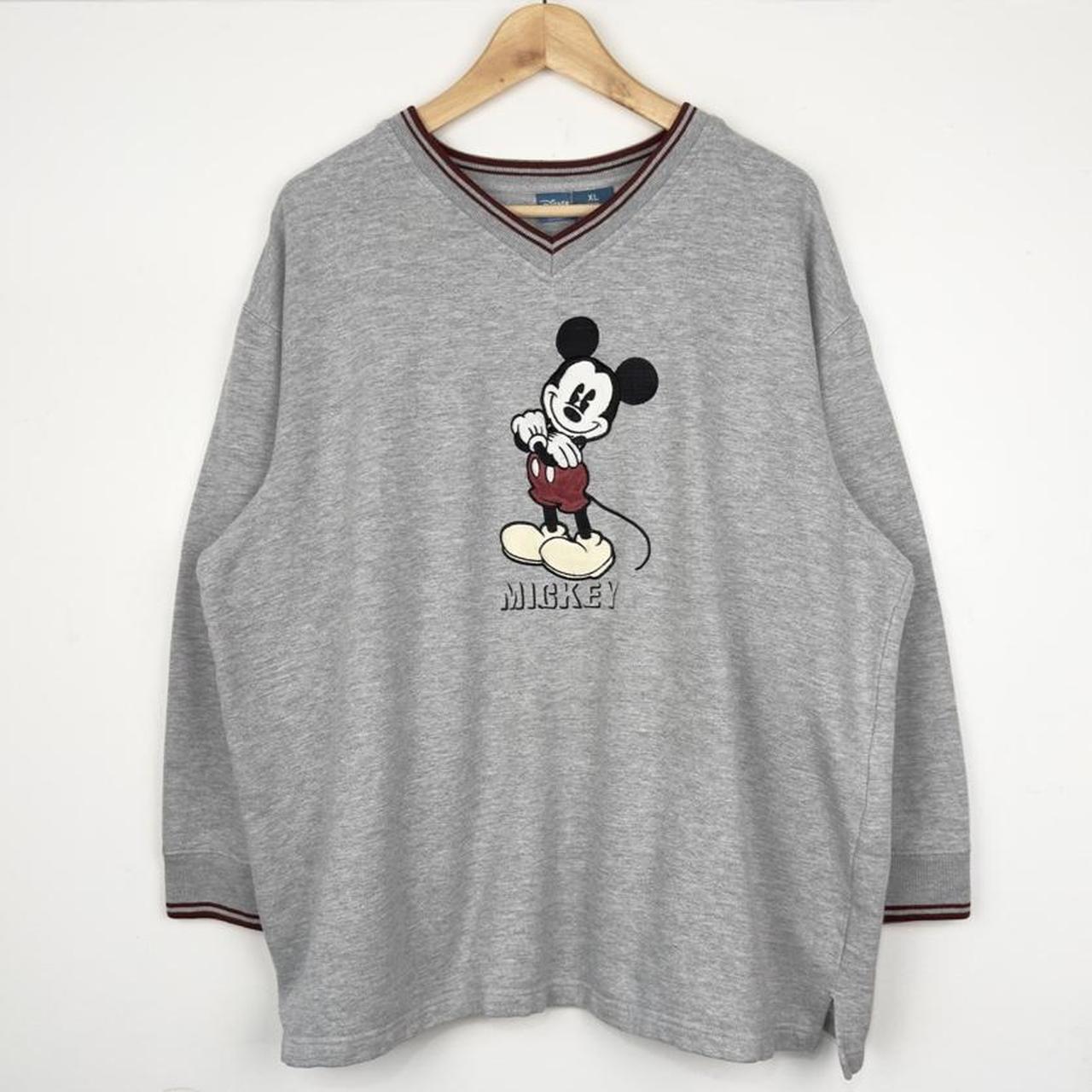 Disney Mickey Mouse Embroidered 2000s V Neck Sweatshirt (XL)