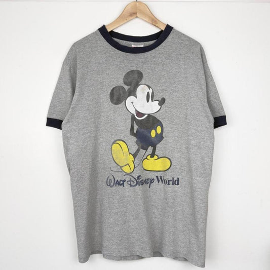 Vintage 90s Mickey Mouse Walt Disney World Ringer T Shirt (L)