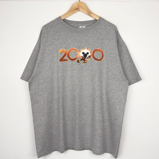 Vintage 2000 Mickey Mouse Millennium Disney Store Grey T Shirt (XL)