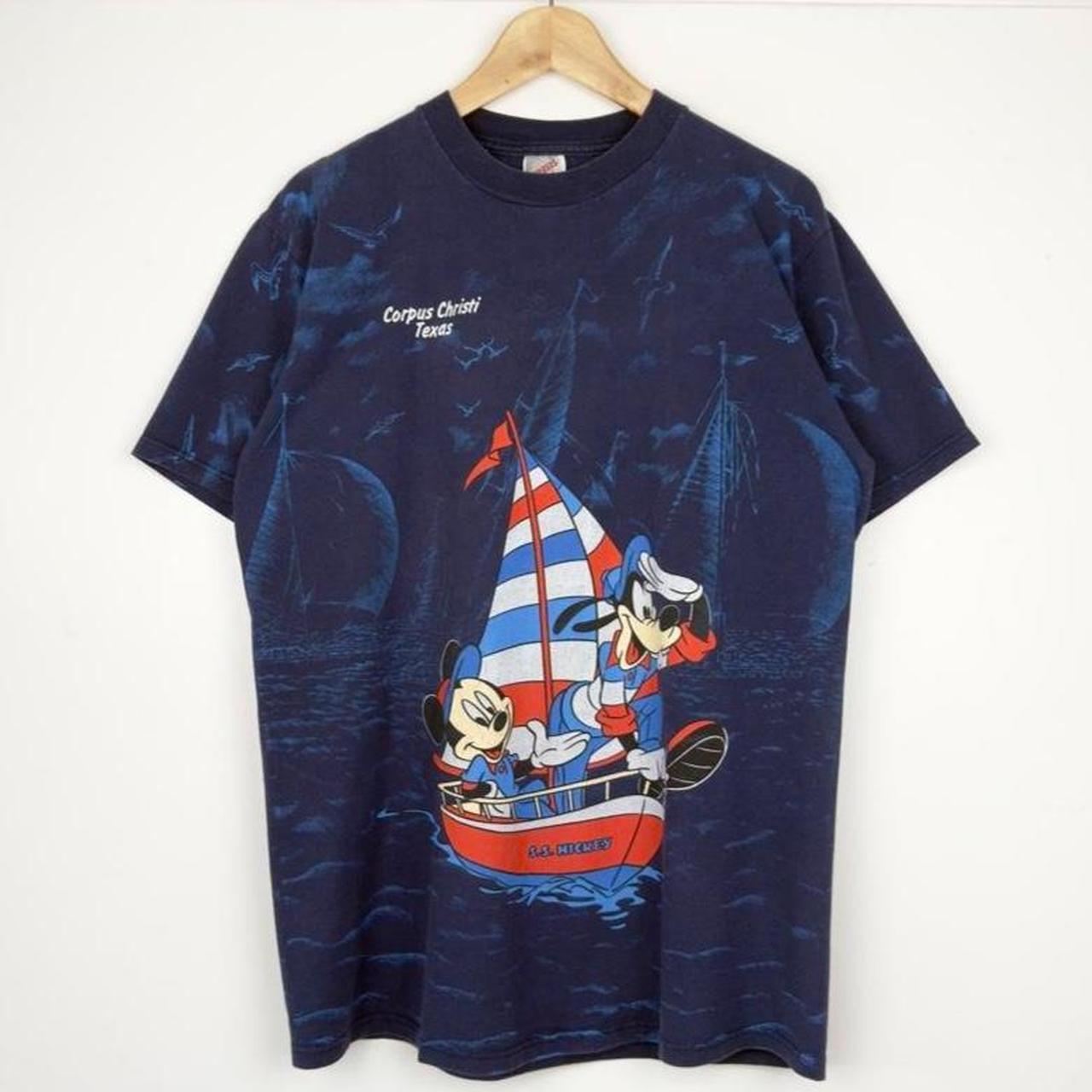 Vintage 90s Mickey & Goofy Sailing Navy Blue T Shirt (L)