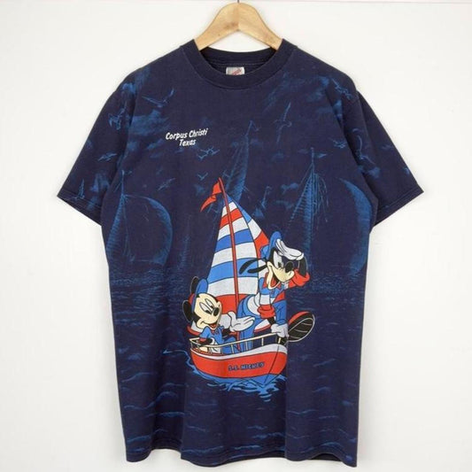Vintage 90s Mickey & Goofy Sailing Navy Blue T Shirt (L)