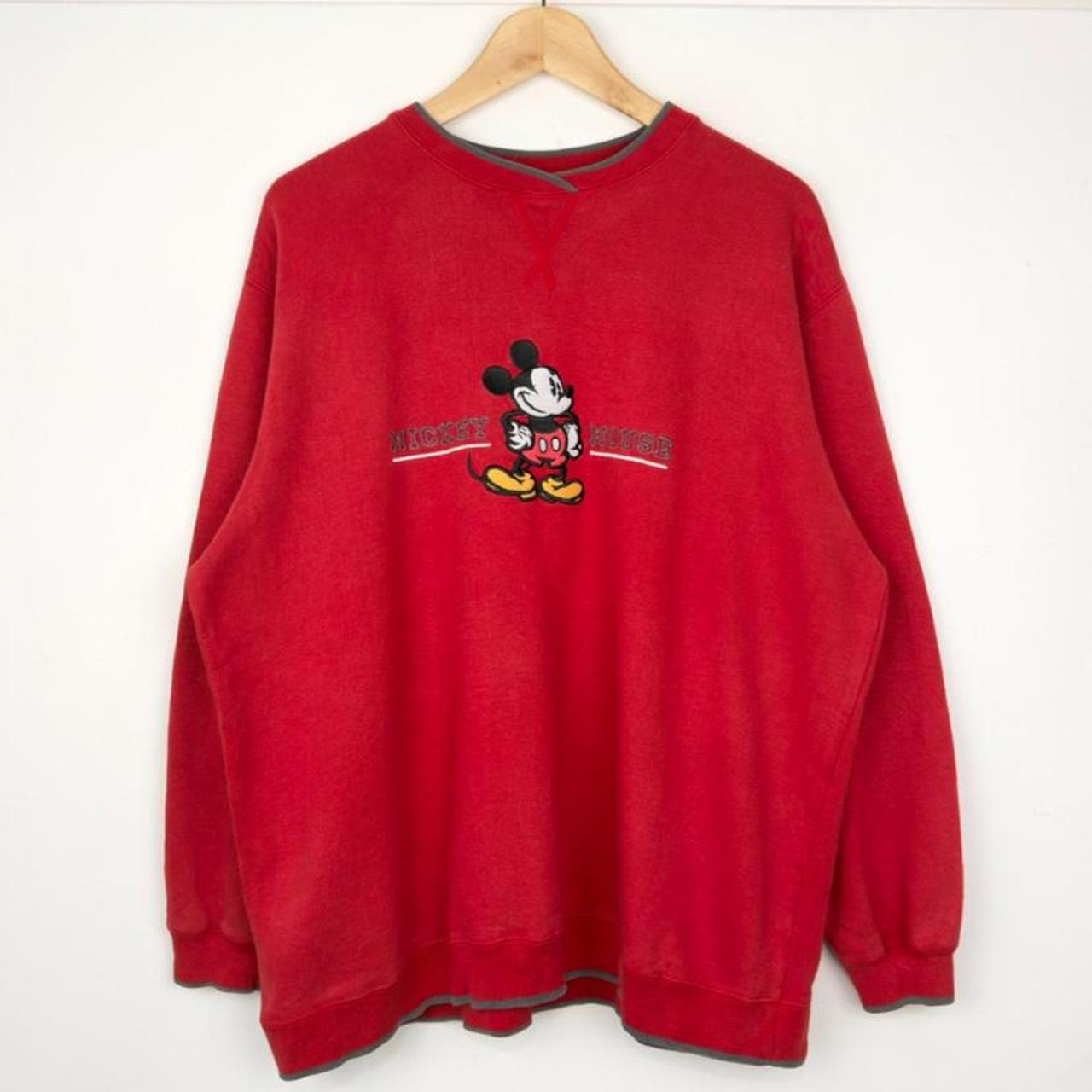 Vintage 90s Mickey Mouse Embroidered Red Sweatshirt (L/XL)