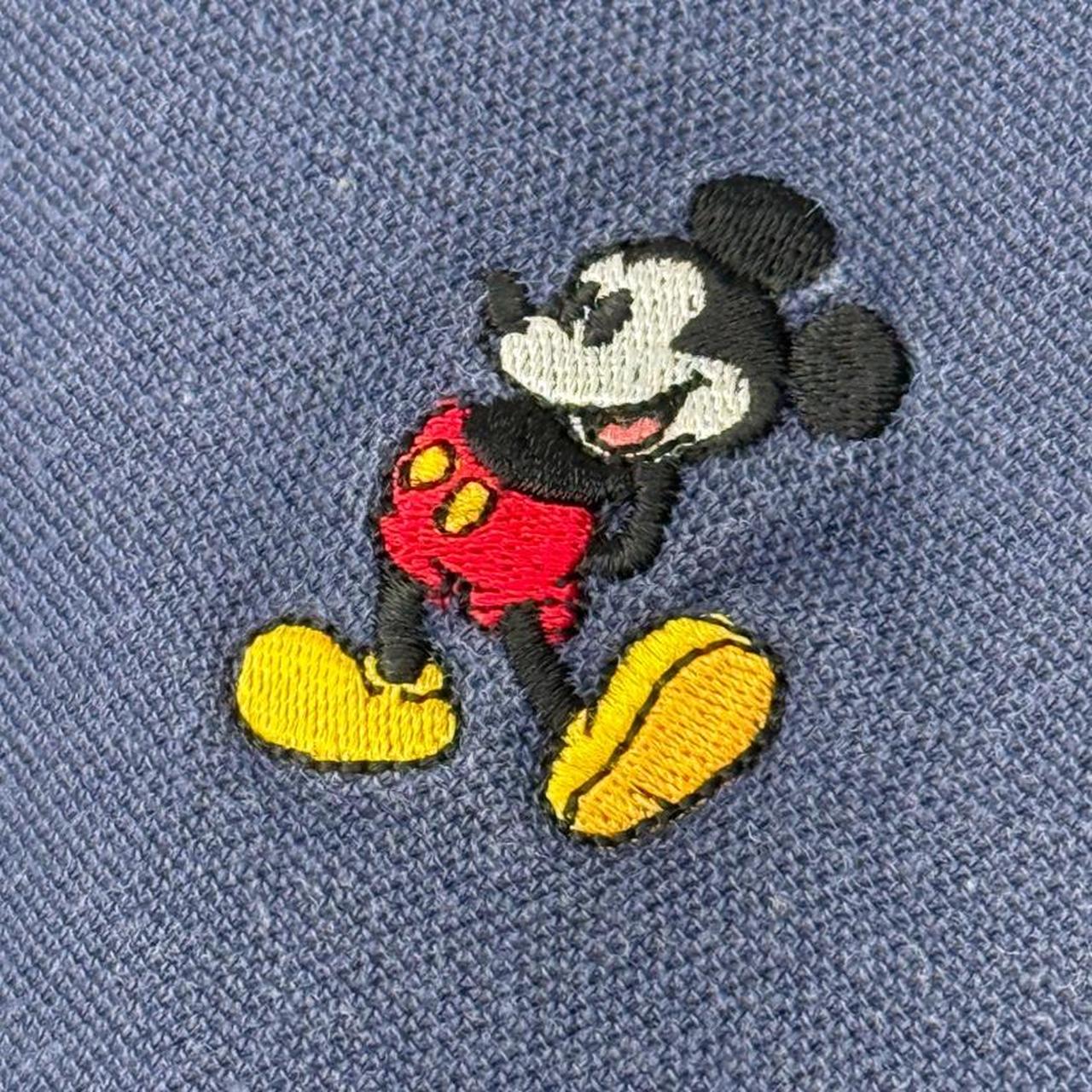 Vintage 00s Mickey Mouse Embroidered Emblem Navy Blue Polo Shirt (XL)