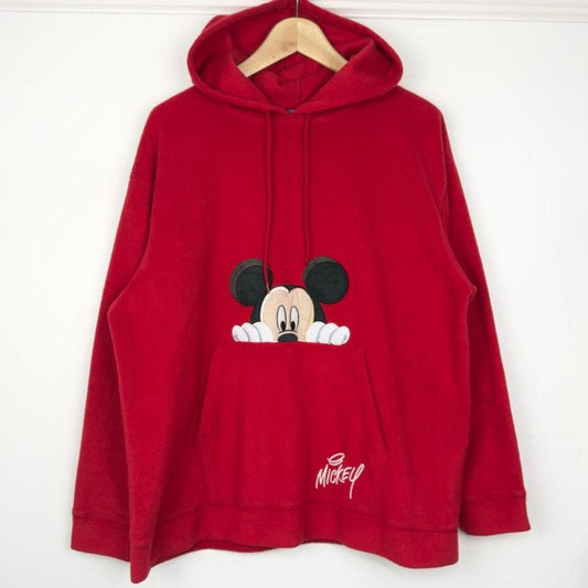 Mickey Mouse Hiding Fleece Red 00s Hoodie (Woman's XL)