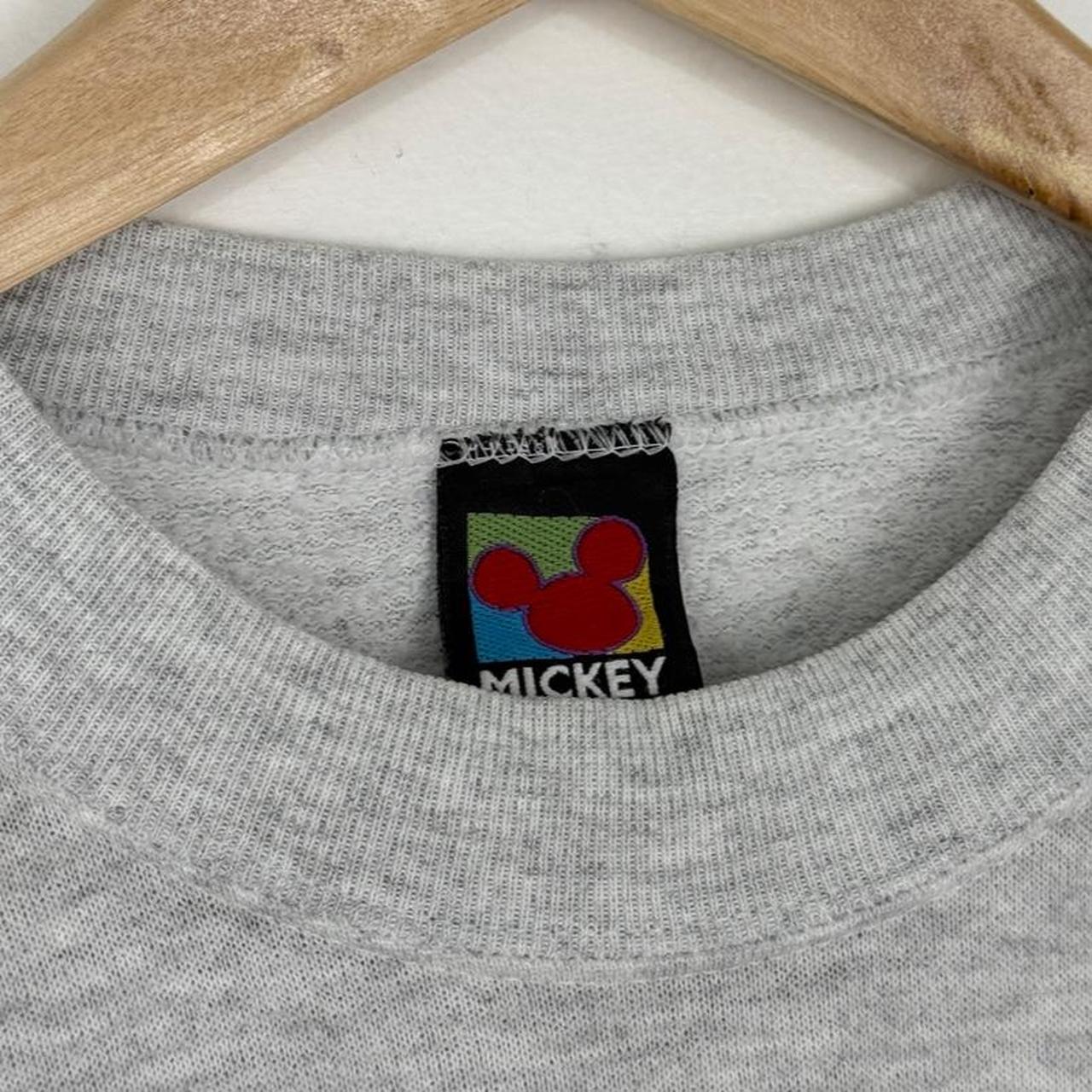Vintage 90s Mickey Mouse Spell Out Embroidered Grey Sweatshirt (L)