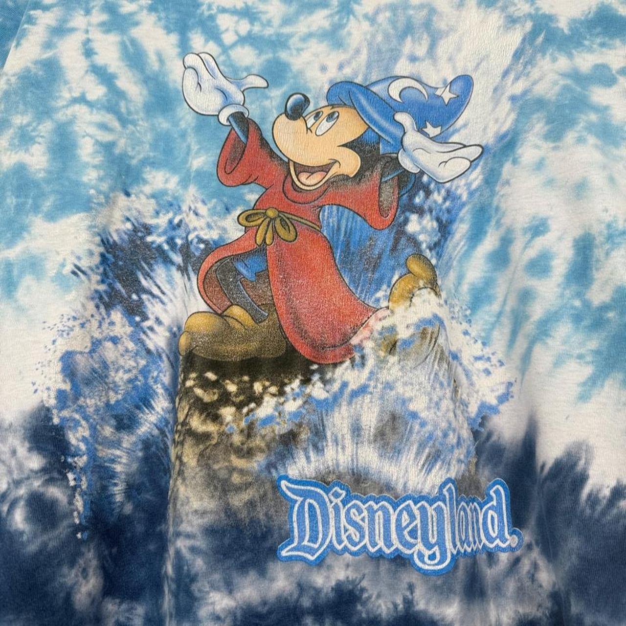 Vintage 00s Disneyland Sorcerer Mickey Fantasia Tie Dye Blue T Shirt (L)