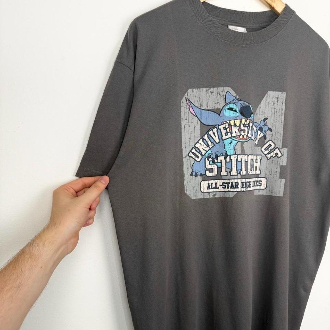 Vintage 00s University of Stitch Disney Store Grey T Shirt (L)
