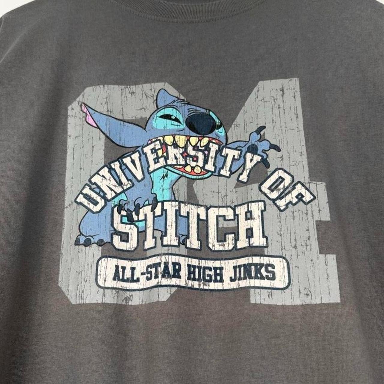Vintage 00s University of Stitch Disney Store Grey T Shirt (L)