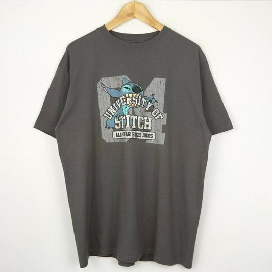 Vintage 00s University of Stitch Disney Store Grey T Shirt (L)