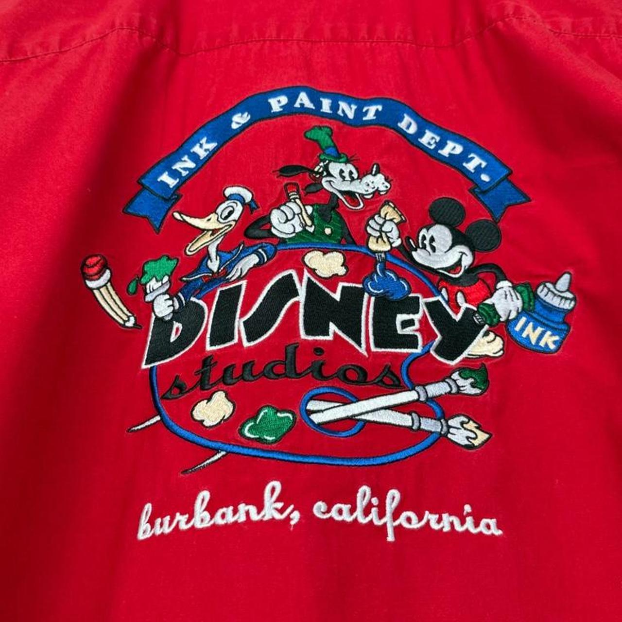 Vintage 00s Disney Studios Ink & Paint Dept. Red Button Up Short Sleeve Shirt (XXL)