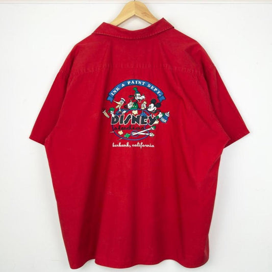 Vintage 00s Disney Studios Ink & Paint Dept. Red Button Up Short Sleeve Shirt (XXL)