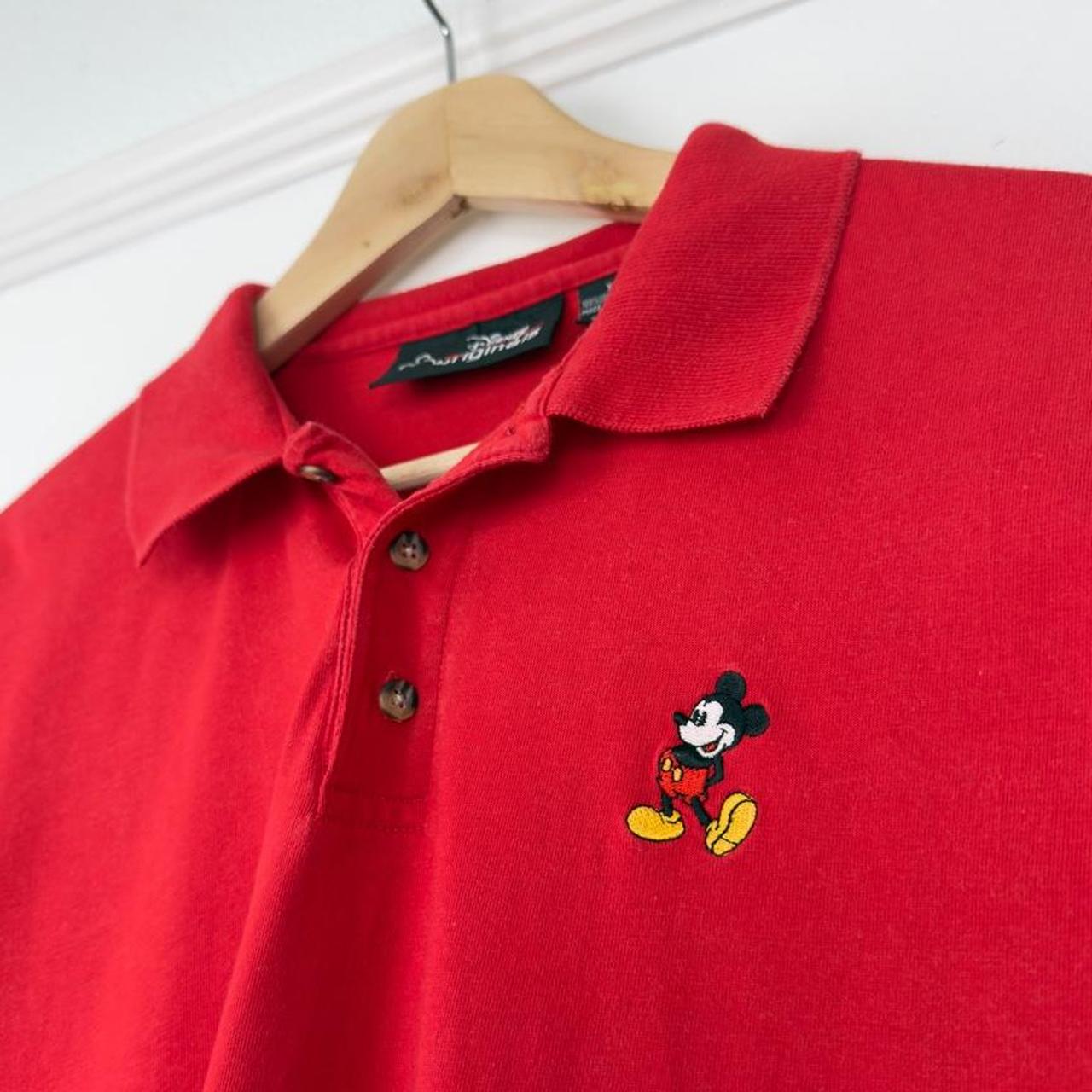 Vintage 90s Mickey Mouse Embroidered Red Polo Shirt (XL)