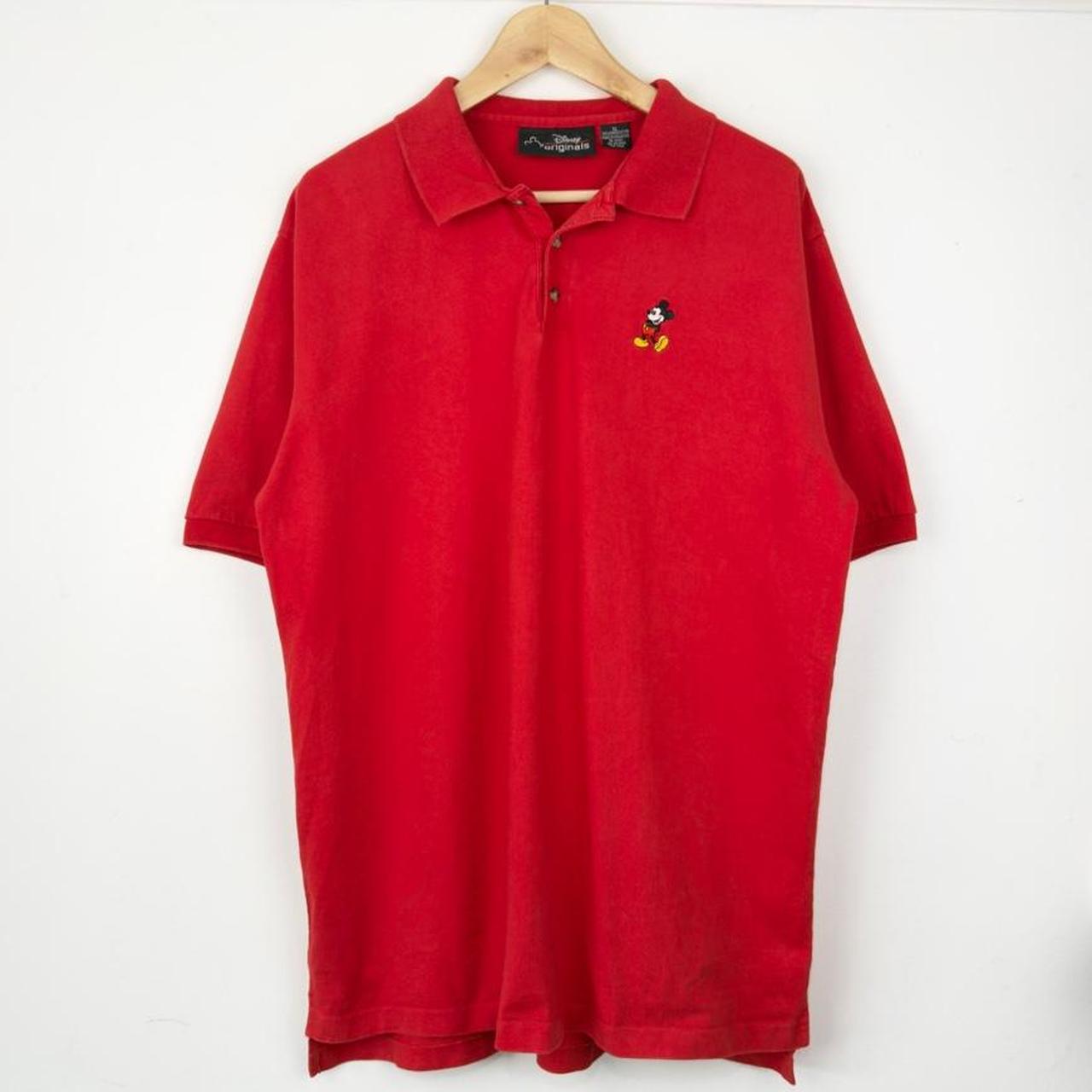 Vintage 90s Mickey Mouse Embroidered Red Polo Shirt (XL)